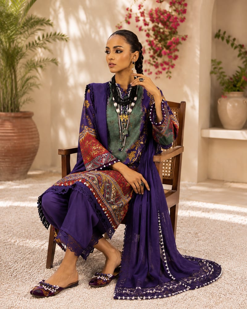 3pcs Un-Stitched Printed Lawn [D-01]