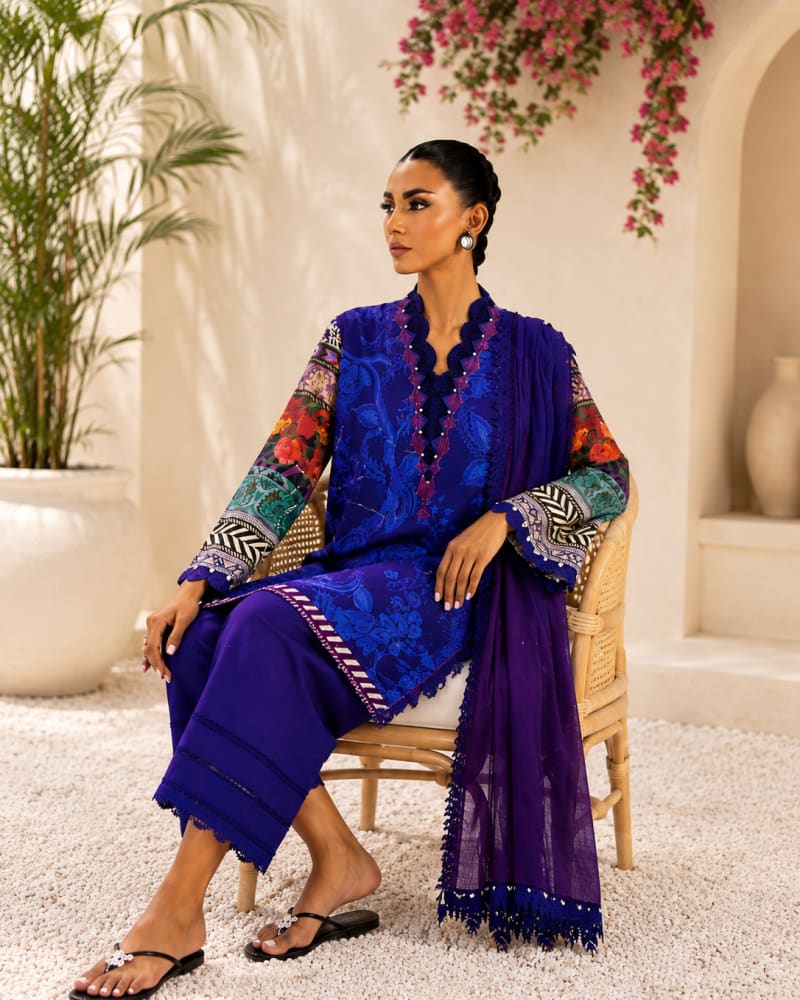 3pcs Un-Stitched Printed Lawn [D-01]