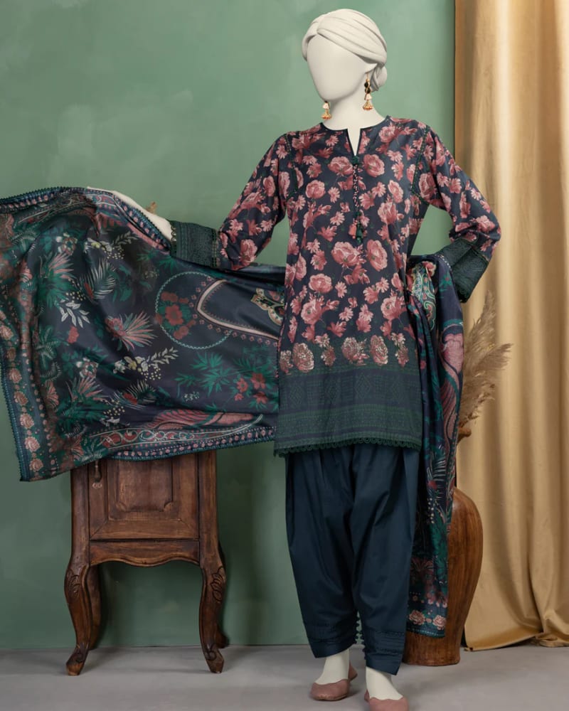 multicolor lawn paste printed unstitched 3pc