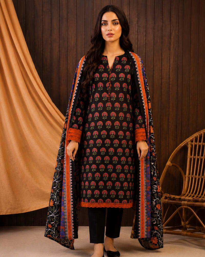 3pcs Un-Stitched Printed Lawn