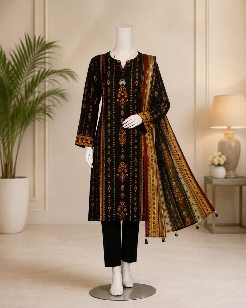 3pcs Un-Stitched Printed Lawn