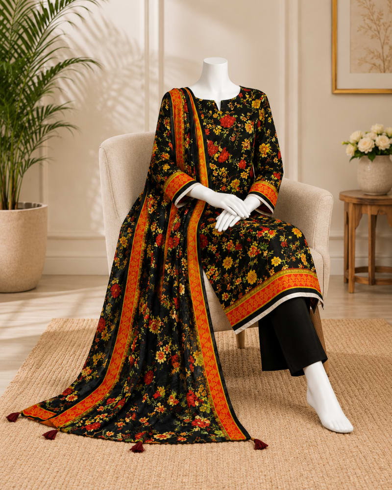3pcs Un-Stitched Printed Lawn