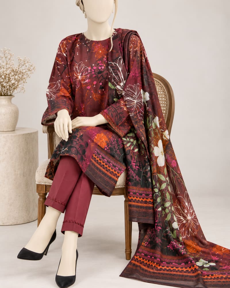 PRINTED KHADDAR 3PCS UNSTITCHED