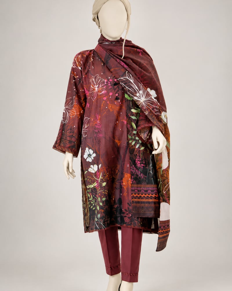 PRINTED KHADDAR 3PCS UNSTITCHED