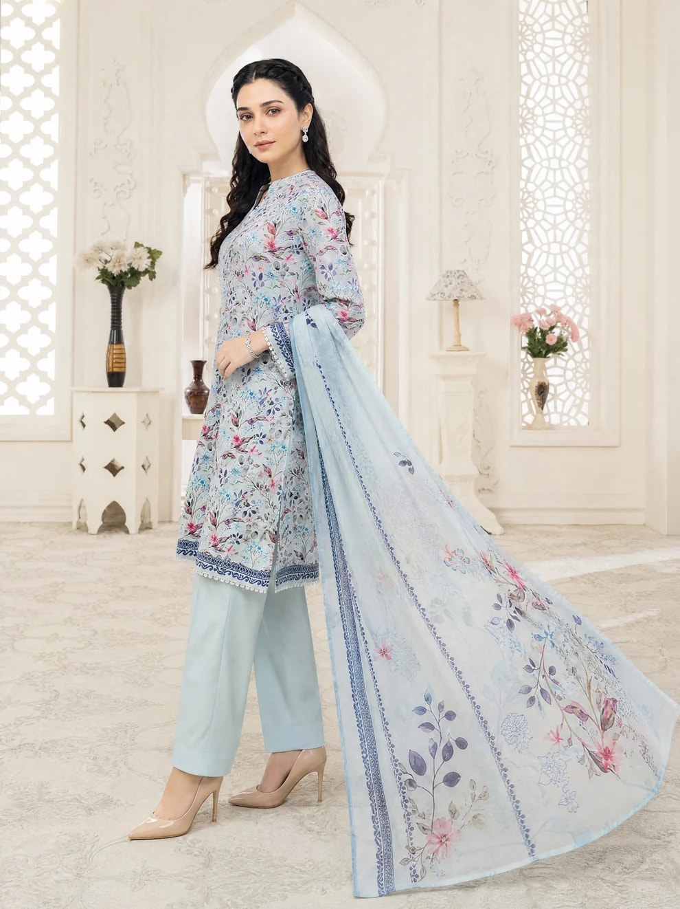 3pcs Un-Stitched Printed Lawn [D-5135]