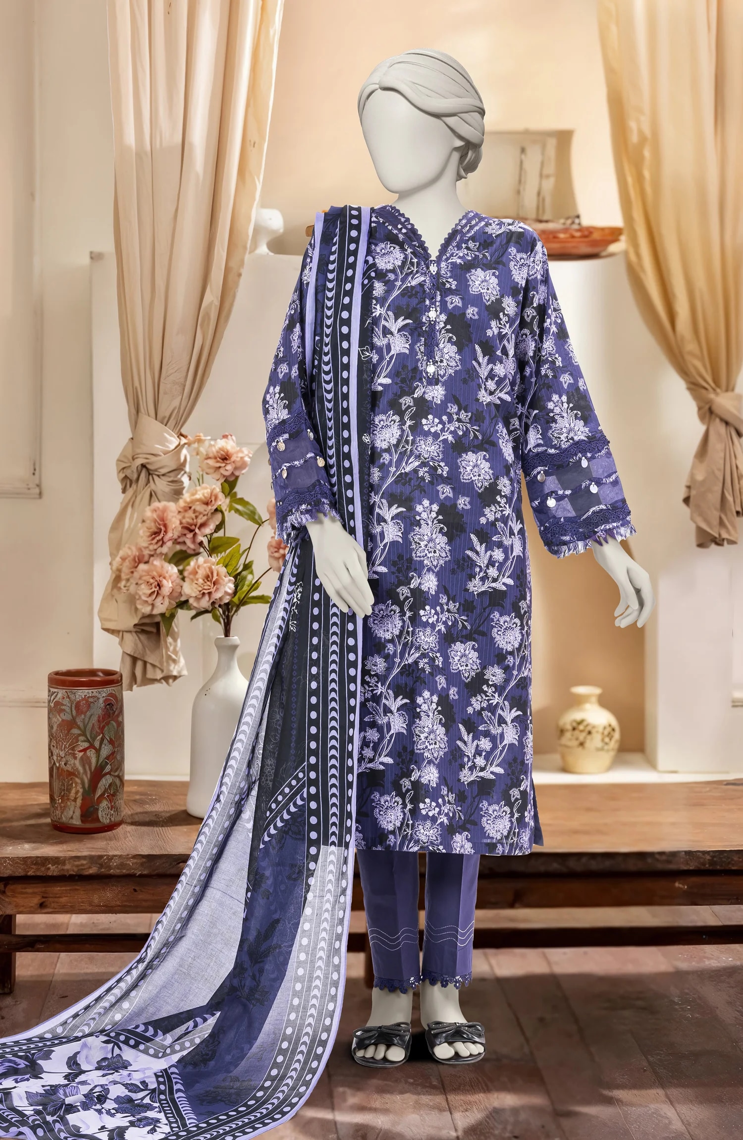 PRINTED TEXTURED CAMBRIC 3PCS UNSTITCHED