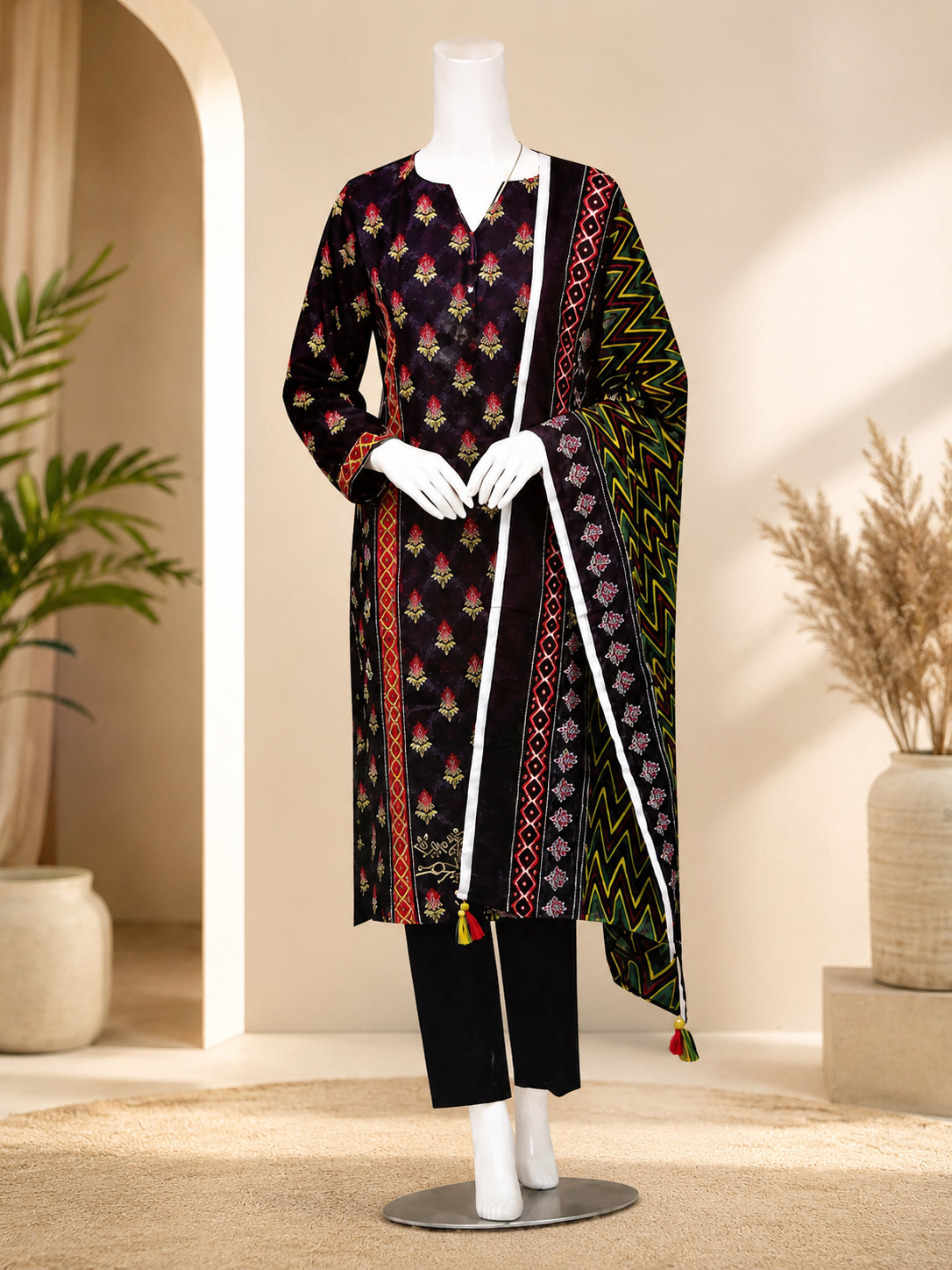 3pcs Un-Stitched Printed Lawn