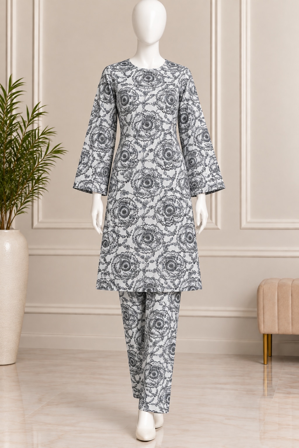 Linen 2-Piece All-Over Printed Suit