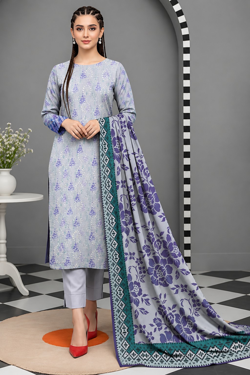 Luxury Chikan Kari Lawn 3-Piece Suit
