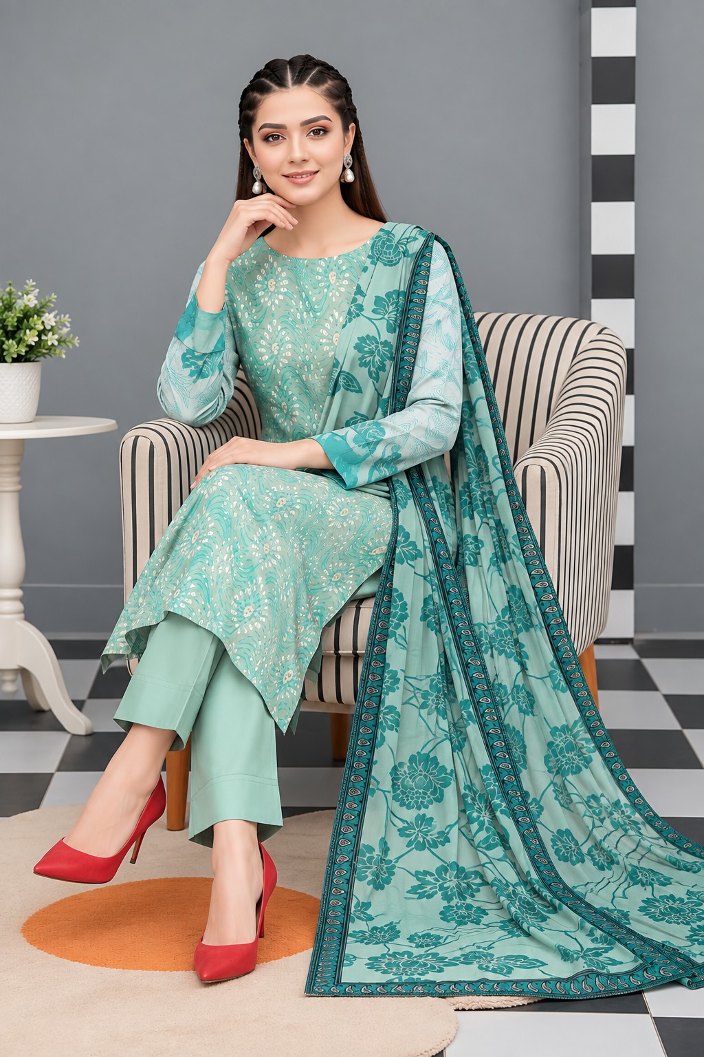 Luxury Chikan Kari Lawn 3-Piece Suit