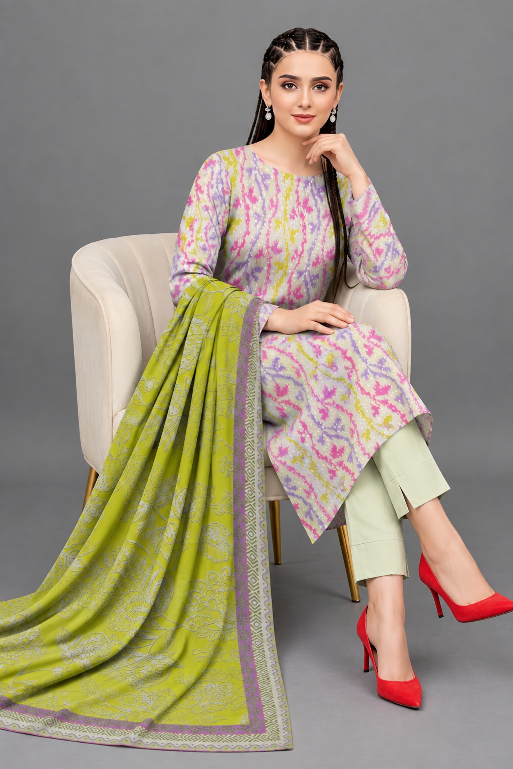 Luxury Chikan Kari Lawn 3-Piece Suit