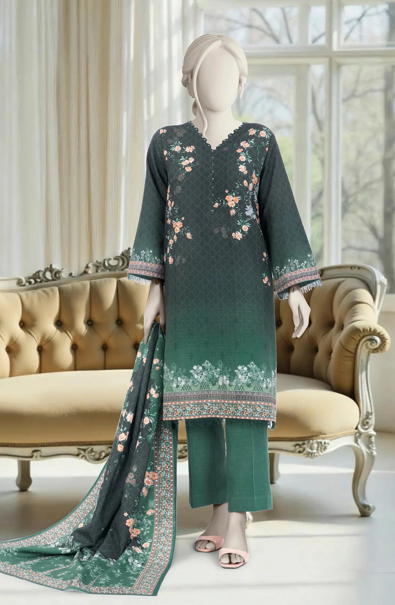 PRINTED KHADDAR 3PCS UNSTITCHED