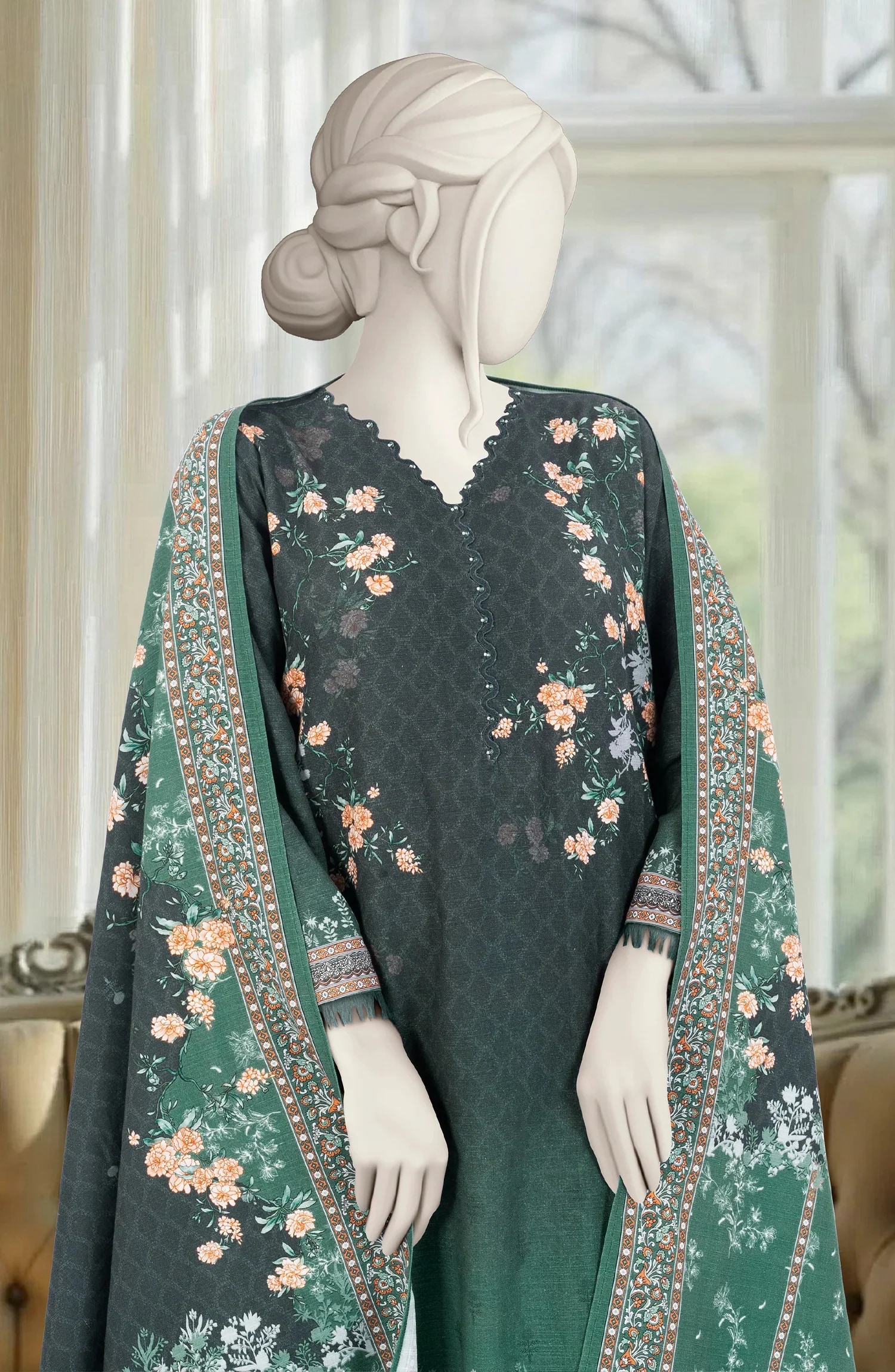 PRINTED KHADDAR 3PCS UNSTITCHED