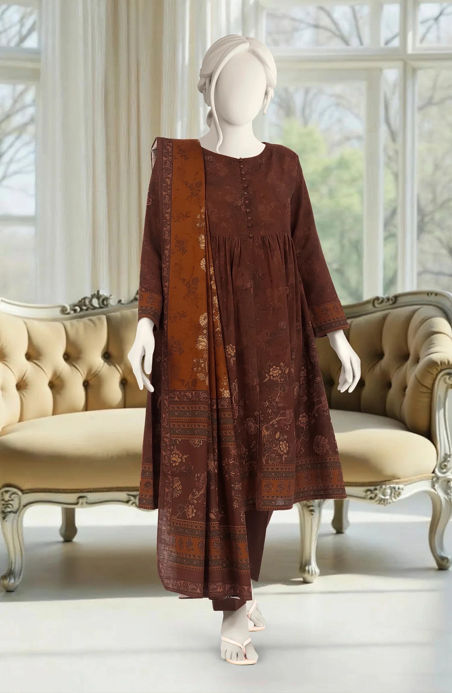 PRINTED KHADDAR 3PCS UNSTITCHED