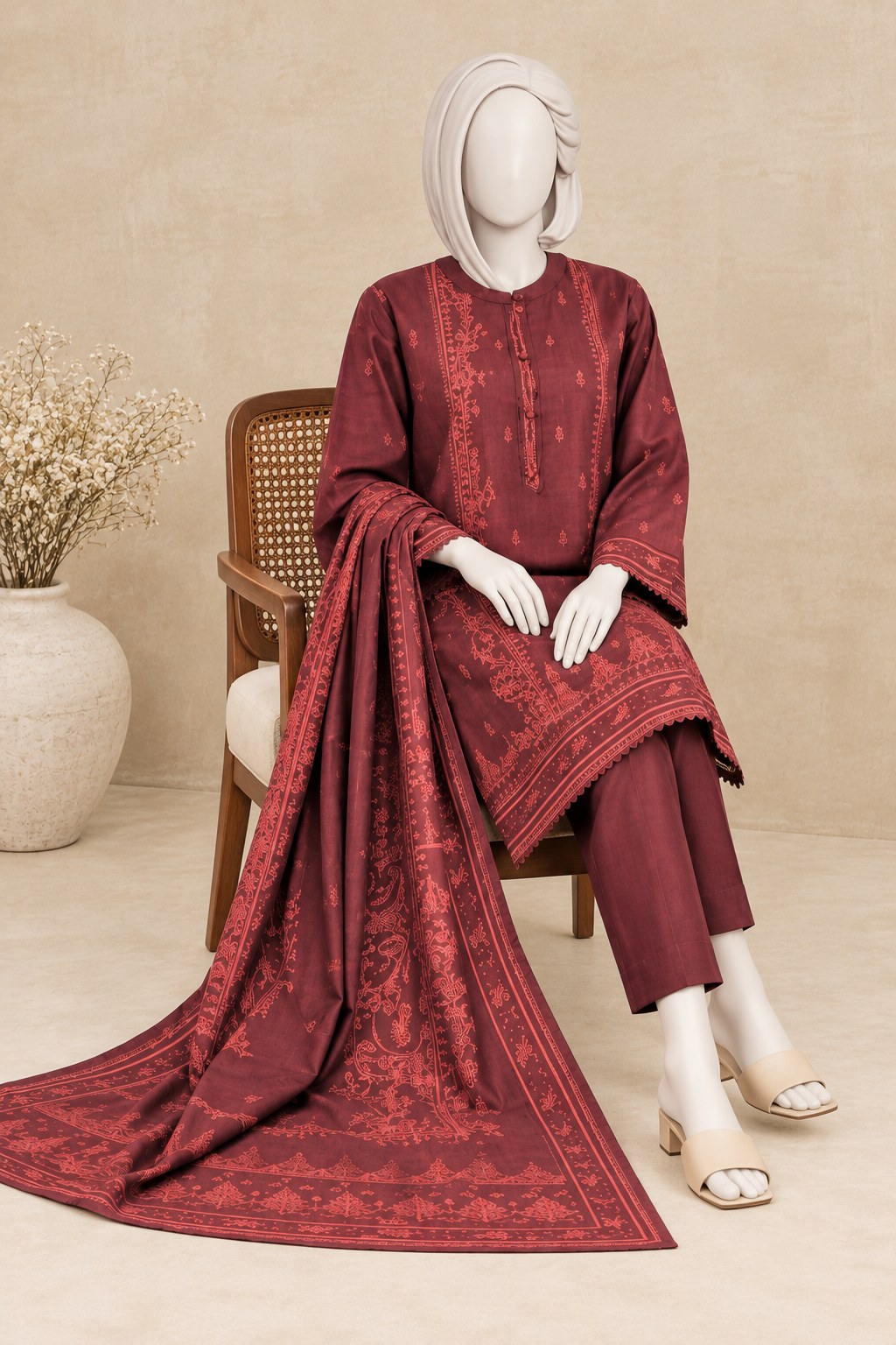 PRINTED KHADDAR 3PCS UNSTITCHED