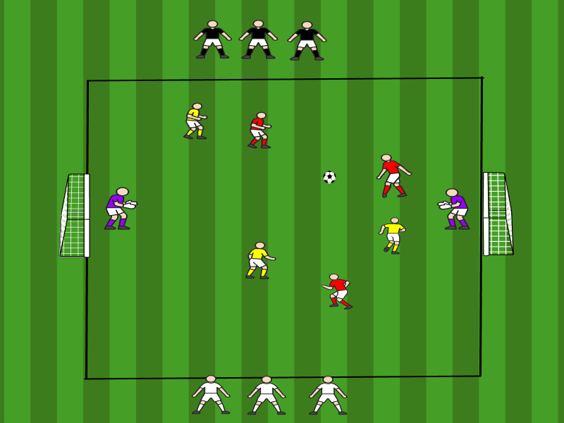 3vs3 mit dynamischer Rotation (4 Teams) / Dribbling