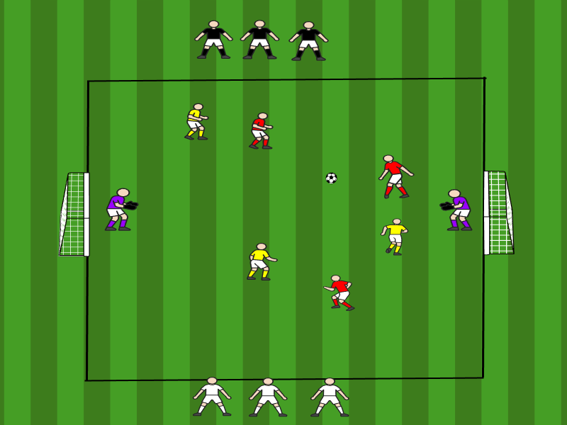3vs3 mit dynamischer Rotation (4 Teams) / Dribbling