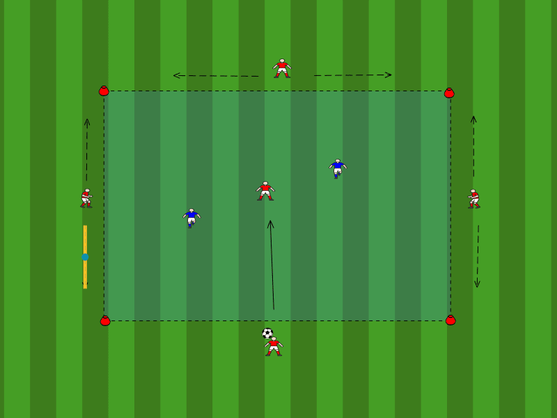 5vs2 Seitenspieler / Passen, Laufen ohne Ball