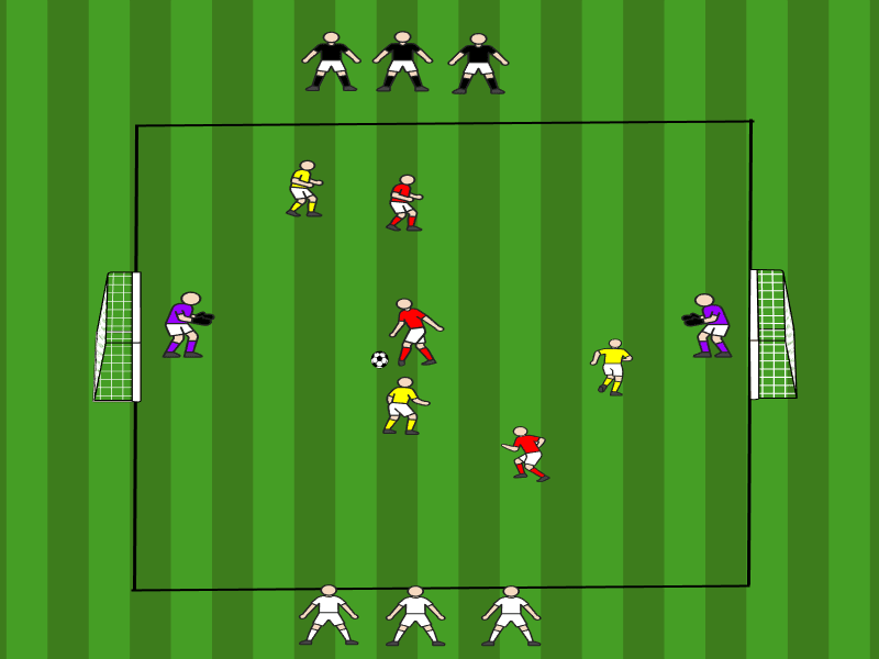 3vs3 mit dynamischer Rotation (4 Teams) / Schuss