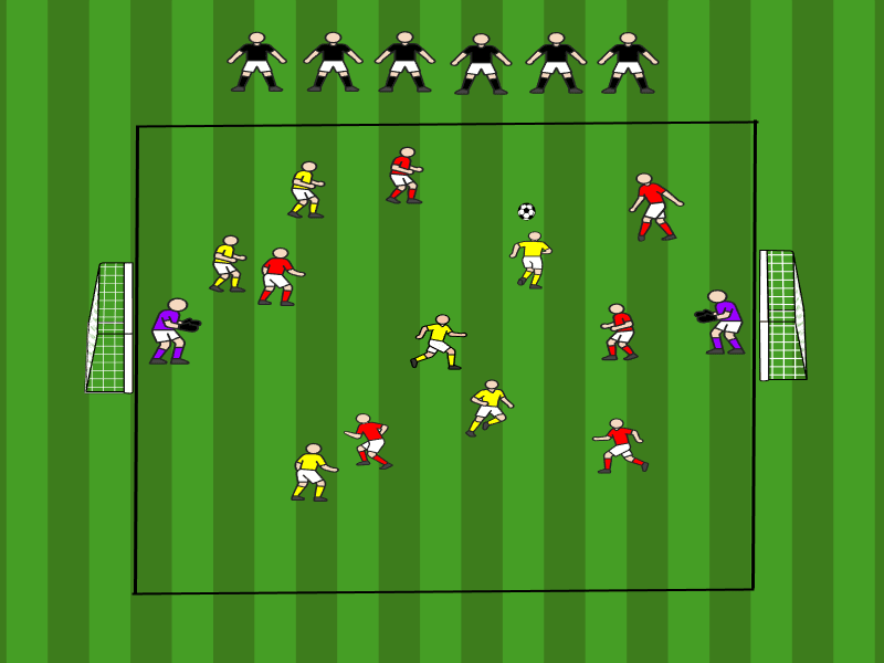 6vs6 mit dynamischer Rotation / Pass, Laufen ohne Ball