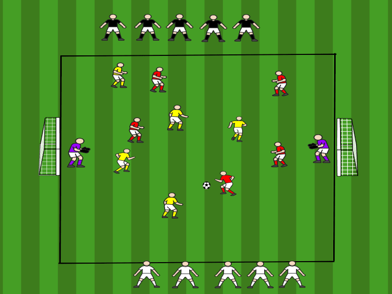5vs5 mit dynamischer Rotation (4 Teams) / Dribbling