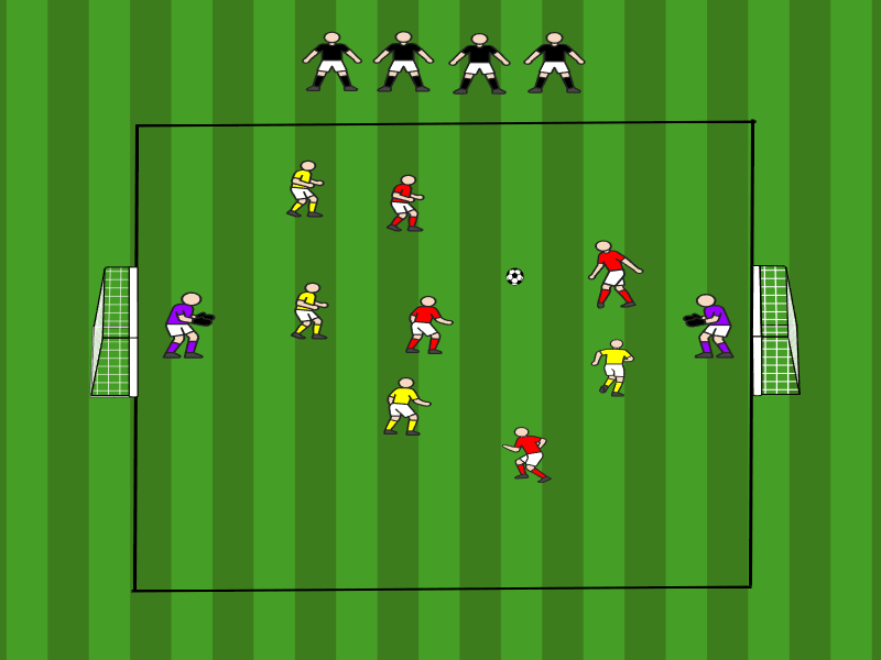 4vs4 mit dynamischer Rotation / Ballkontrolle, Pass