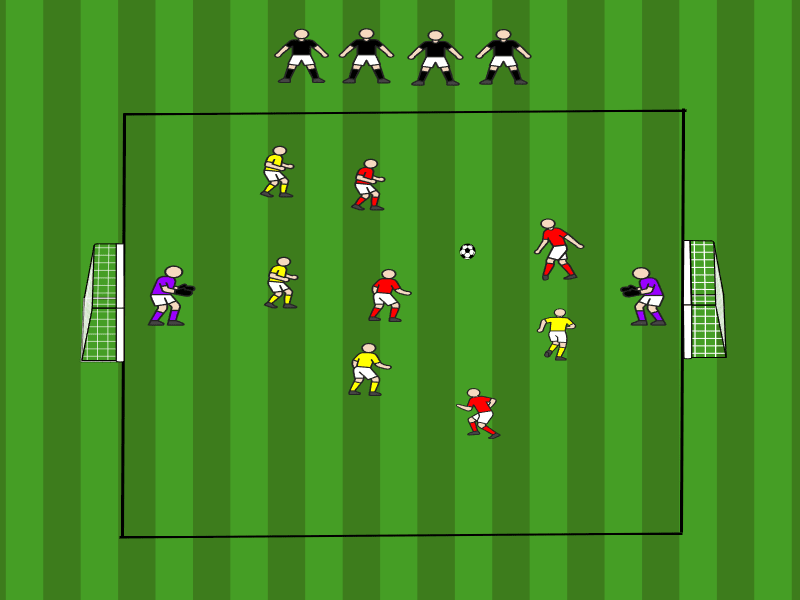4vs4 mit dynamischer Rotation / Ballkontrolle, Pass