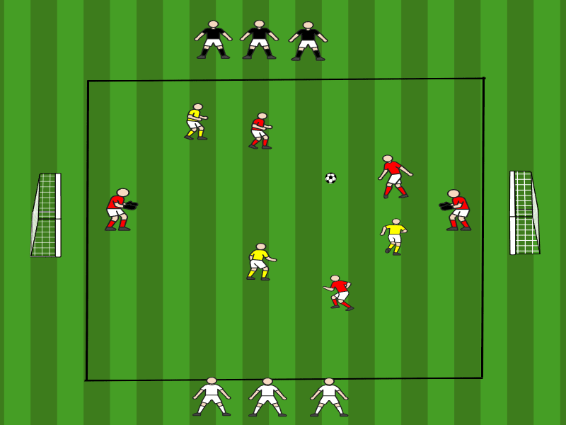 3vs3 mit dynamischer Rotation (4 Teams) / Schuss