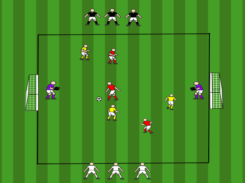 3vs3 mit dynamischer Rotation (4 Teams) / Schuss