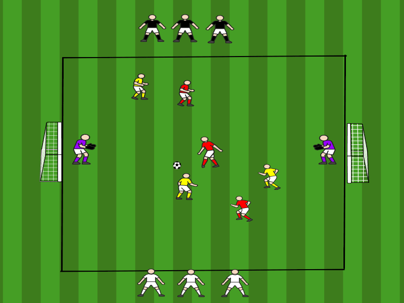 3vs3 mit dynamischer Rotation (4 Teams) / Schuss