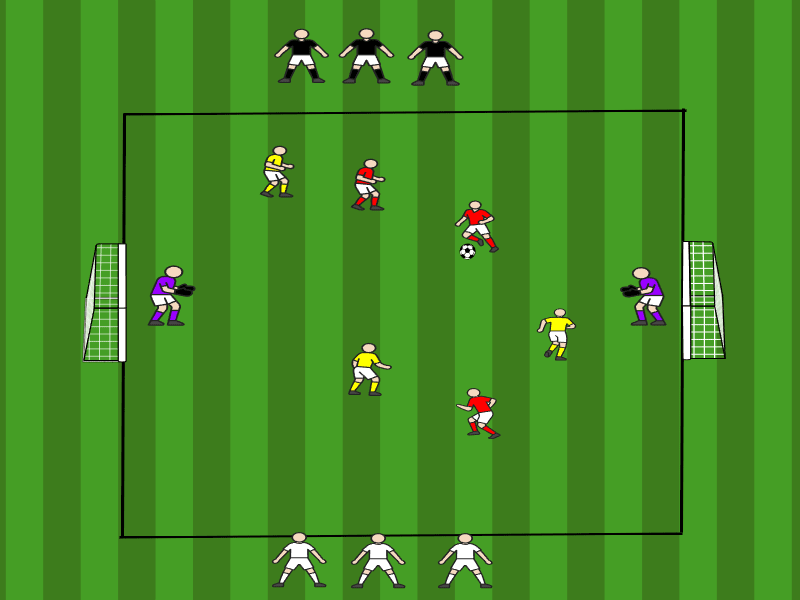 3vs3 mit dynamischer Rotation (4 Teams) / Dribbling