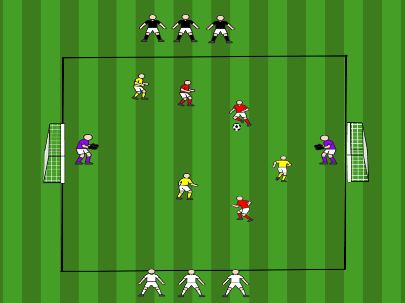 3vs3 mit dynamischer Rotation (4 Teams) / Dribbling