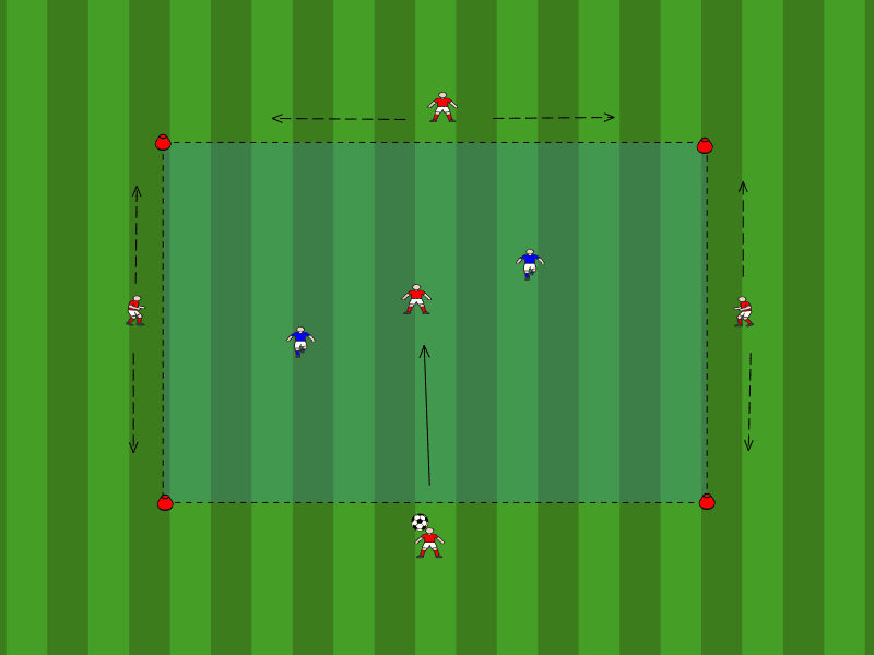 5vs2 Seitenspieler / Passen, Laufen ohne Ball