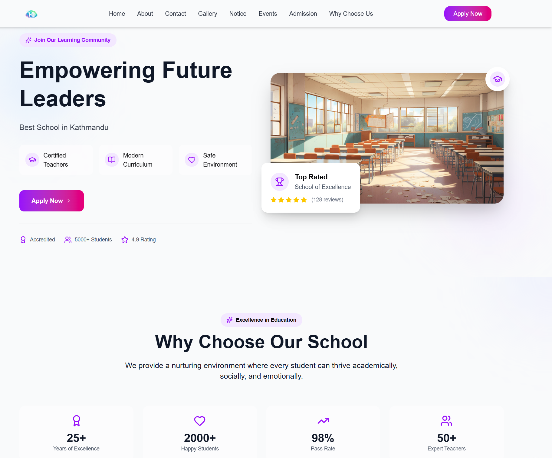 Modern Purple School Website