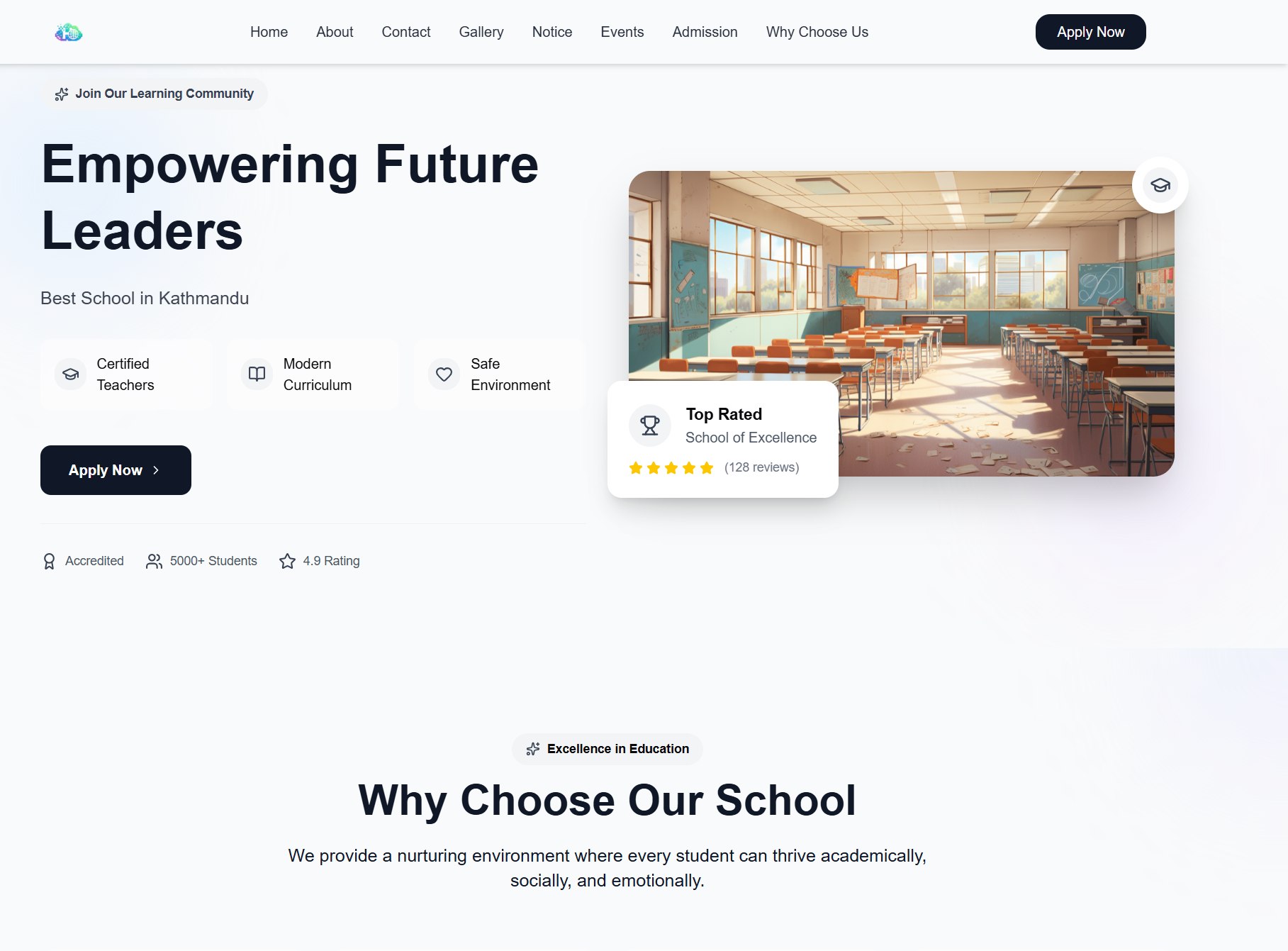 Classic Blue School Website