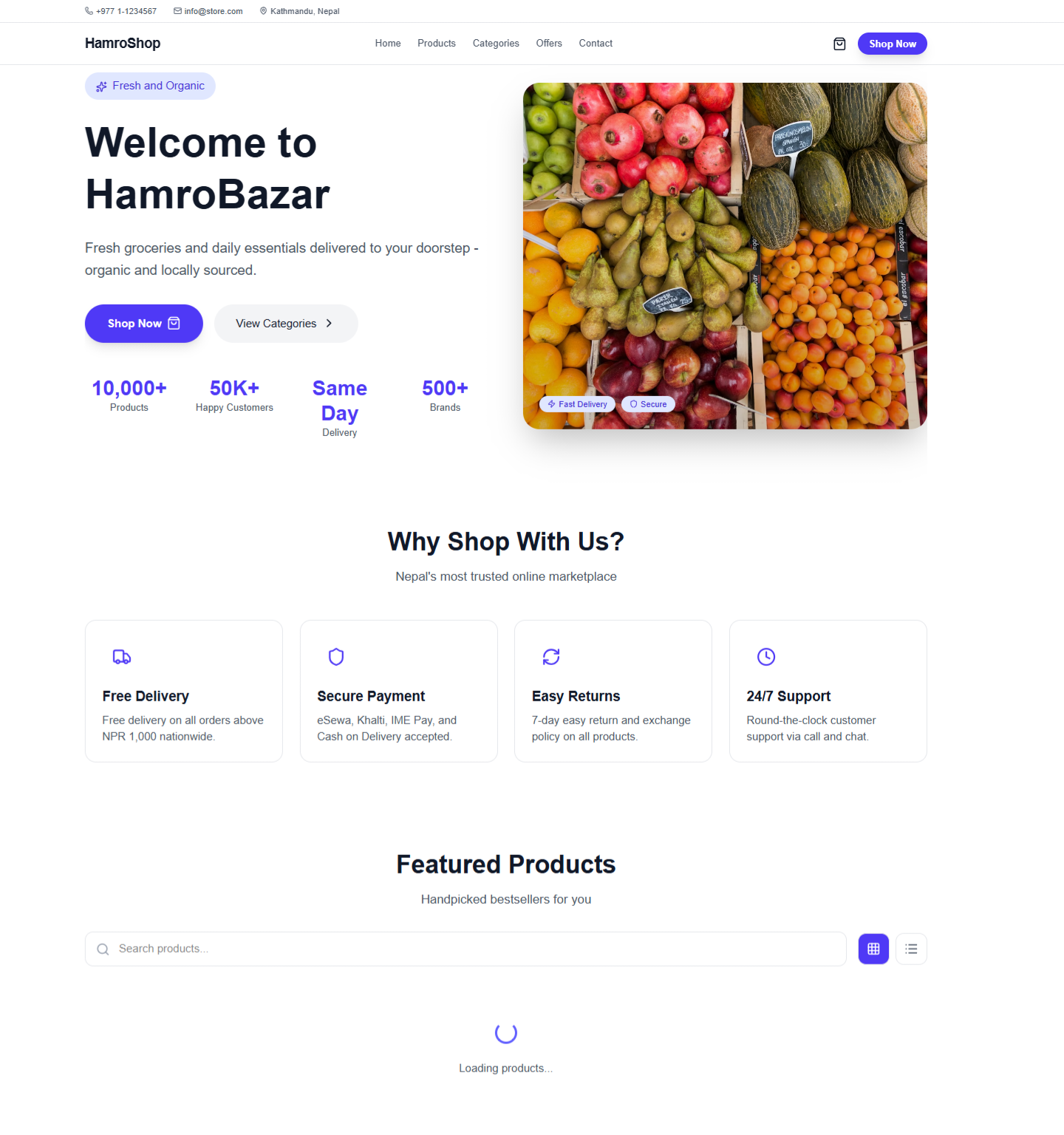 Light Grocery E-Commerce Store