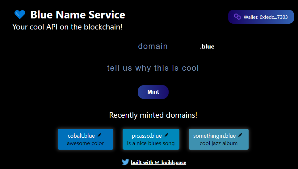 Blue Name service