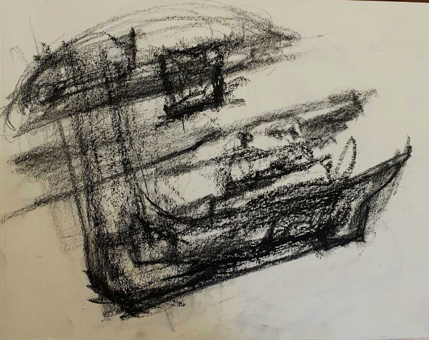Artwork of Helena Blagojevic, name:Sketch "Seat", dimensions: 29 cm x 42 cm , technique: charcoal, made in year: 2024