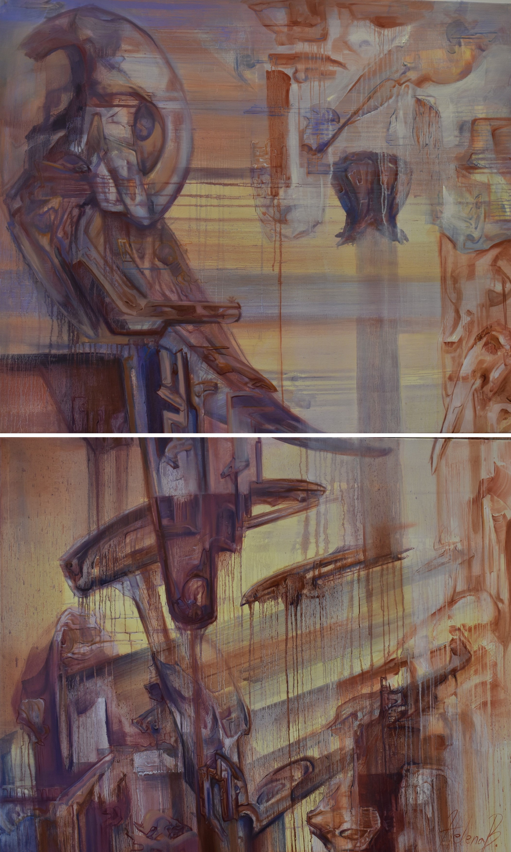 Artwork of Helena Blagojevic, name:"Land of confusion", dimensions: 200 cm x 120 cm, diptych, technique: oil on canvas, made in year: 2024