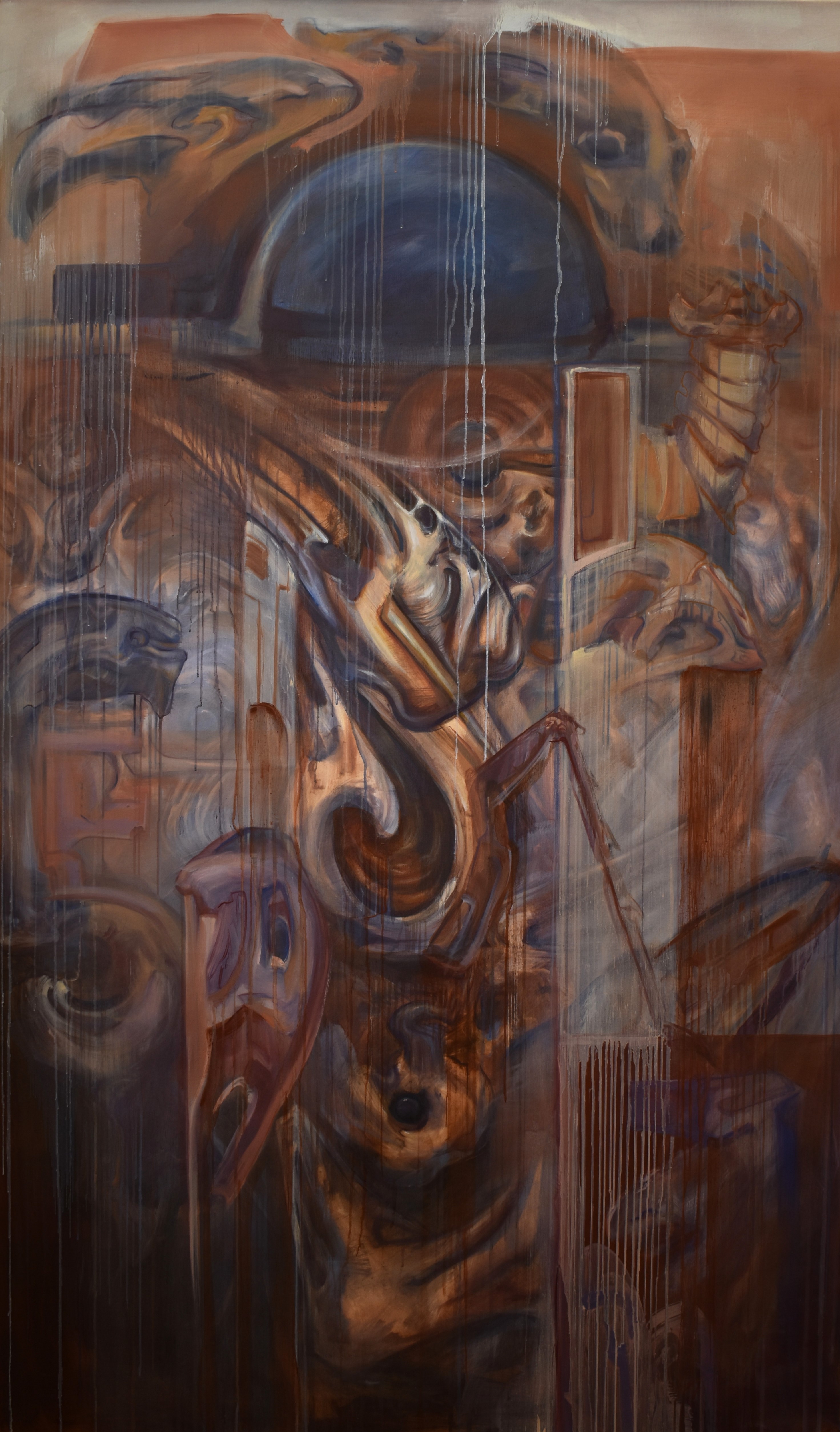 Artwork of Helena Blagojevic, name:"Totem pole", dimensions: 195 cm x 115 cm, technique: oil on canvas, made in year: 2023