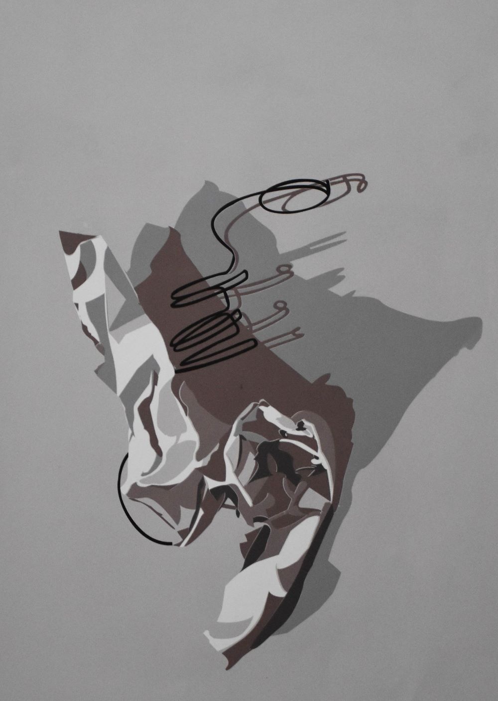 Name:“Refleksija konstrukcije”, dimensions: 70cm x 100cm, technique: screen printing