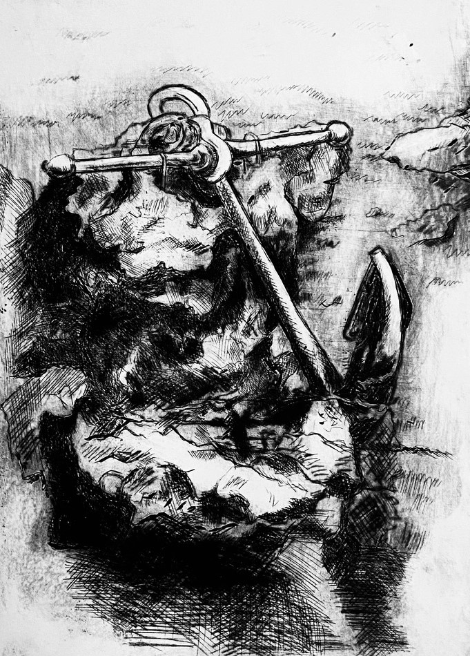 Name:“Sidro”, dimensions: 42cm x 55cm, technique: lino engraving