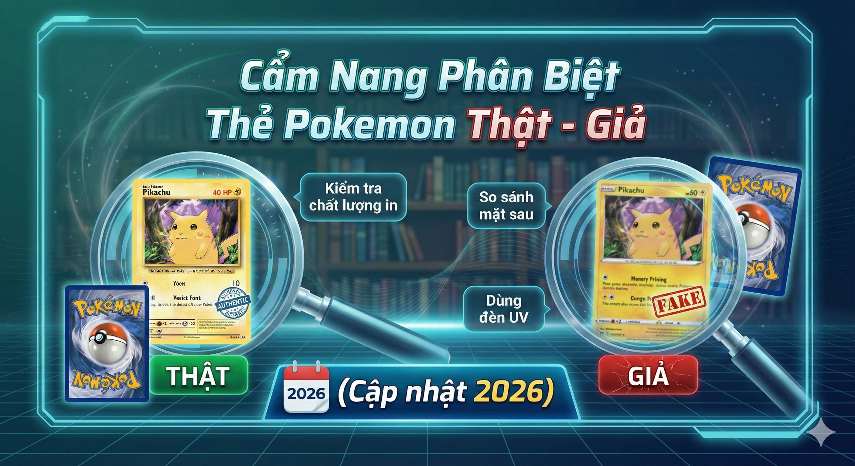 Cẩm Nang Phân Biệt Thẻ Bài Pokemon Thật - Giả (Cập nhật 2026)