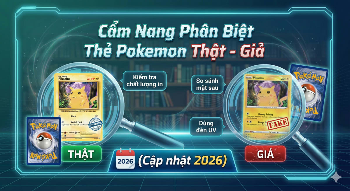 Cẩm Nang Phân Biệt Thẻ Bài Pokemon Thật - Giả (Cập nhật 2026)