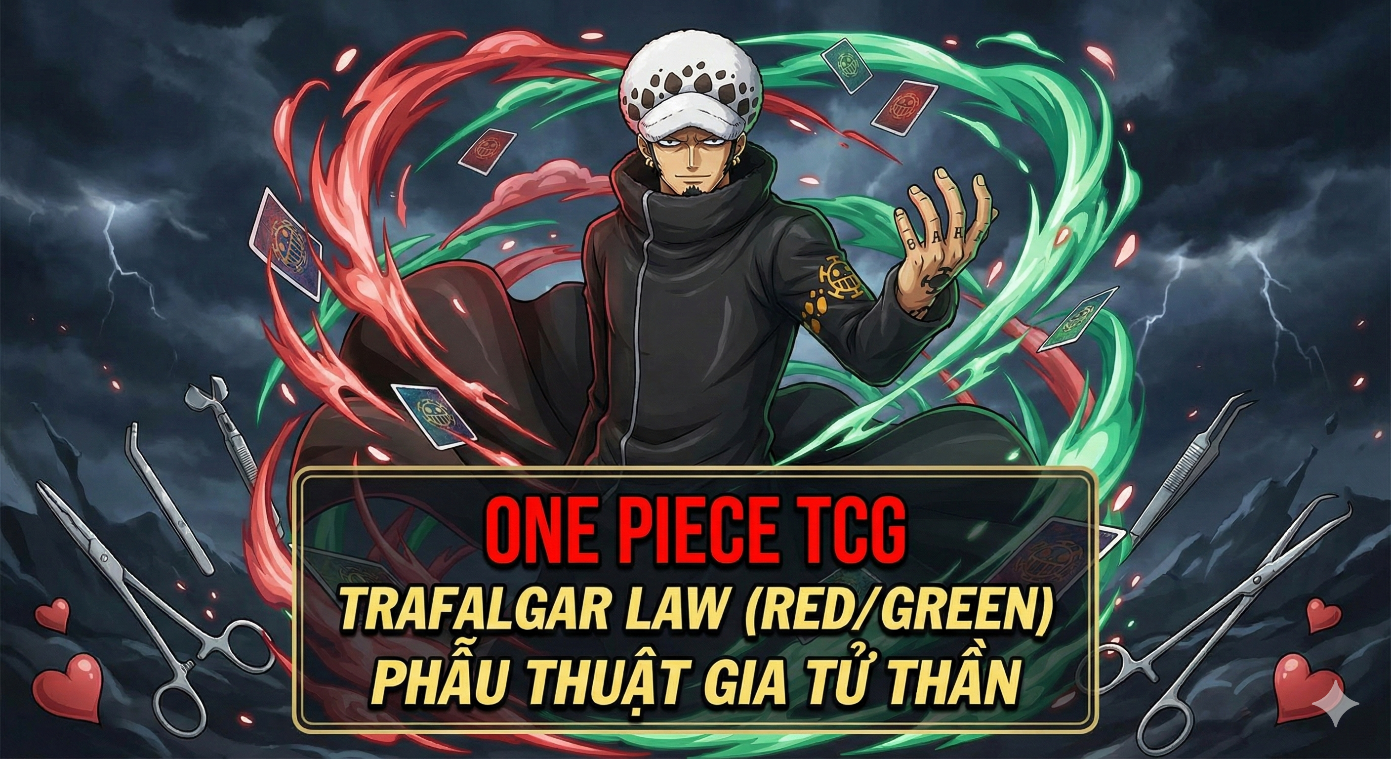 Thẻ Bài One Piece TCG: Trafalgar Law (Red/Green) - Phẫu Thuật Gia Tử Thần