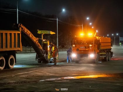 В Петропавловске федеральную трассу приводят в достойный вид по ночам