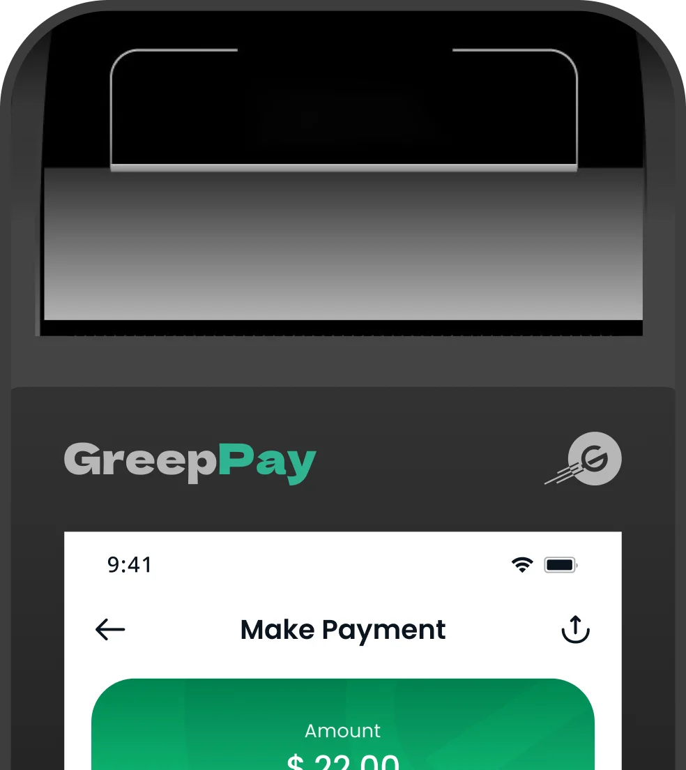 Hard POS Terminal device showing payment interface