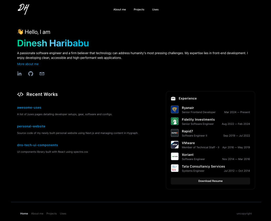 Dinesh Haribabu - Passionate software engineer with a focus on front-end development