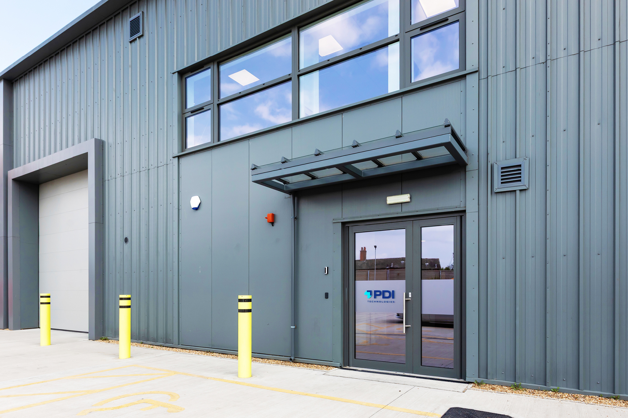 Exterior of building with PDI logo 