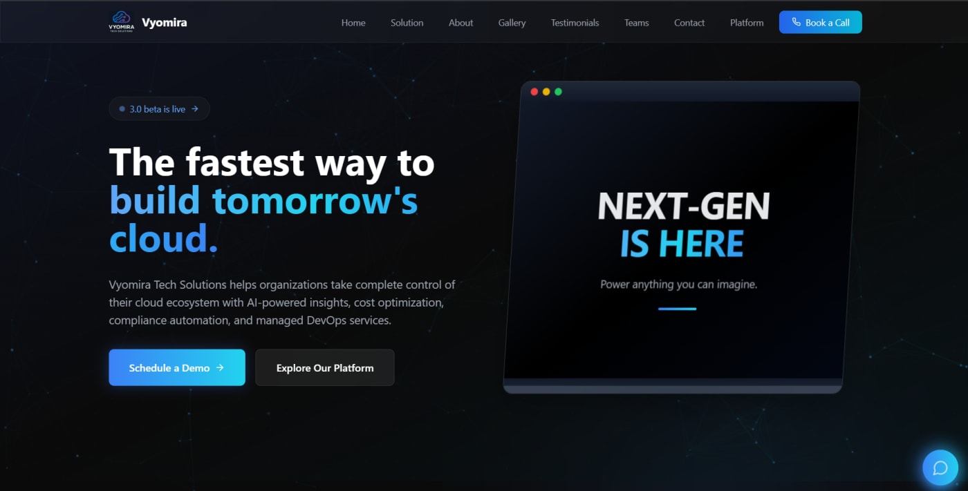Vyomira – Cloud Infrastructure Platform